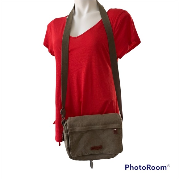 Katana Handbags - Katana Distressed Tan Waxed Expandable Canvas Messenger Crossbody Bag.